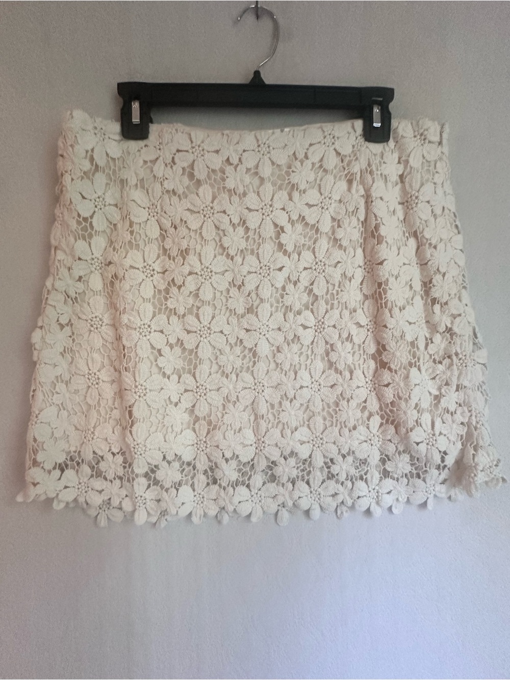 Altar's State Boho Crochet Lace Floral Mini Skirt Cream Sz XL